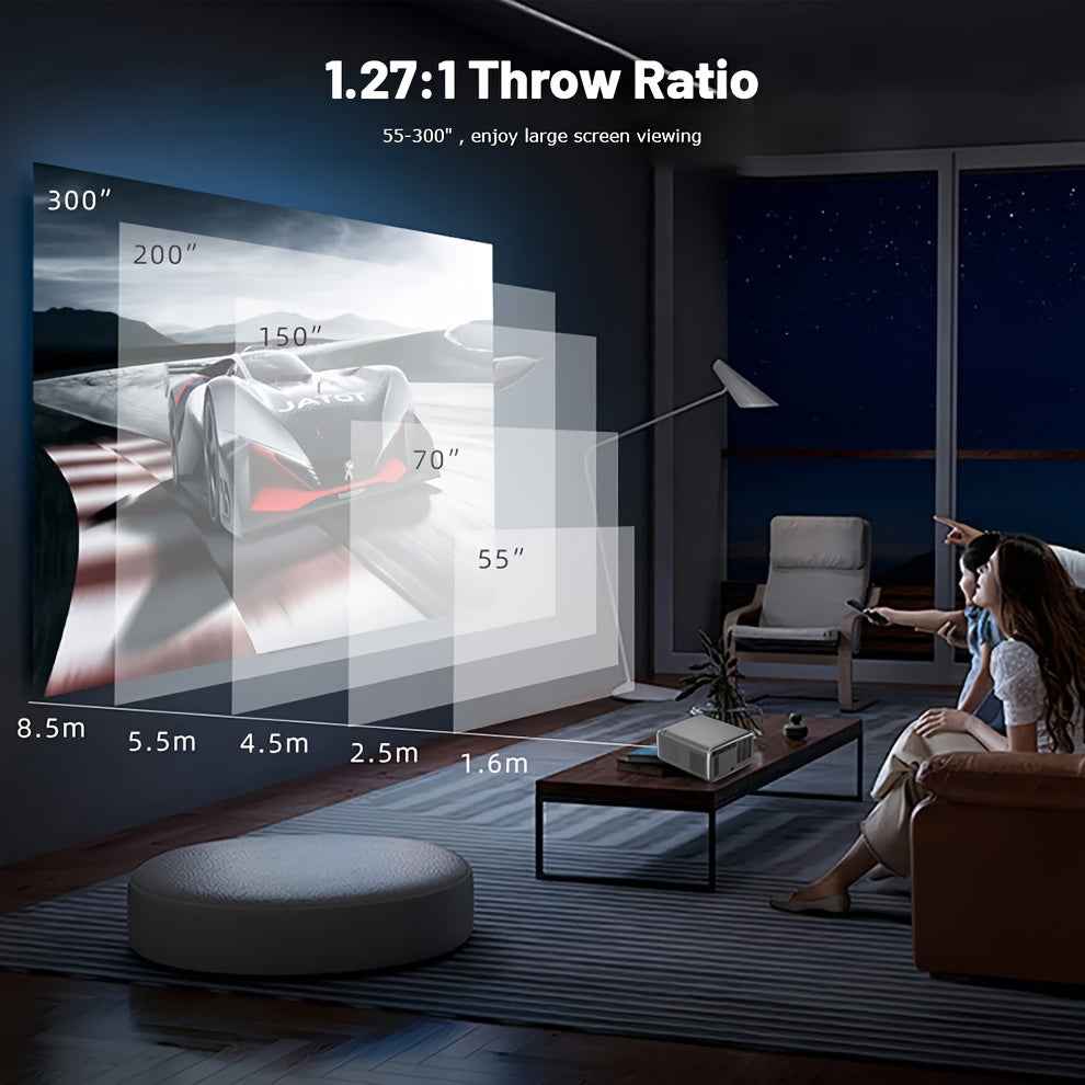 Beamer – Projector – Mini Beamer – Home Cinema – Smart Projector – 3000 Lumen Helderheid – 4K Ondersteuning & Android 12 – Ingebouwde Speakers & WiFi – 16:9 Beeldverhouding – Donkergrijs