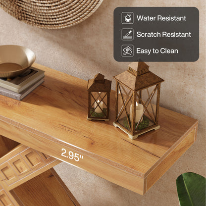 55 Inch Sidetable – Console Tafel – Halmeubel – Foyertafel – Smalle Tafel – X-Vormige Houten Basis – Robuust 2,95 Inch Dikte – 200 Kg Draagkracht