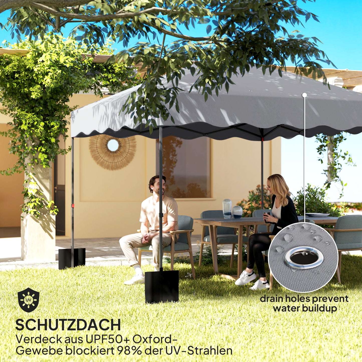 Partytent – Paviljoen – Feesttent – Tuinent – Vouwtent – 3x3 Meter – Waterdicht Oxford Stof Met UPF50+ UV-Bescherming