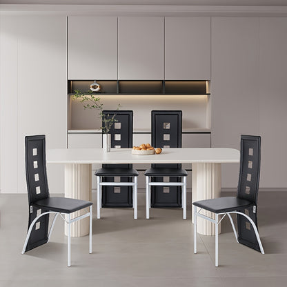 Eetkamerstoelen – Stoelen – Barstoelen – Keukenstoelen – Cafestoelen – Set Van 4 – Hoog Rugleuning – PU Bekleding – Comfortabel & Stevig – Zwart