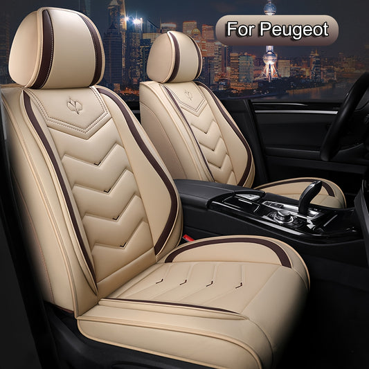 Full Set PU Leather Car Seat Covers for Peugeot 208/2008/308/3008/508/5008/206/307, Fit 5-Seater, Adjustable Front & Rear Seats, Airbag Compatible All-Season Soft Cushioned Protectors (Vehicle Specific Fit)