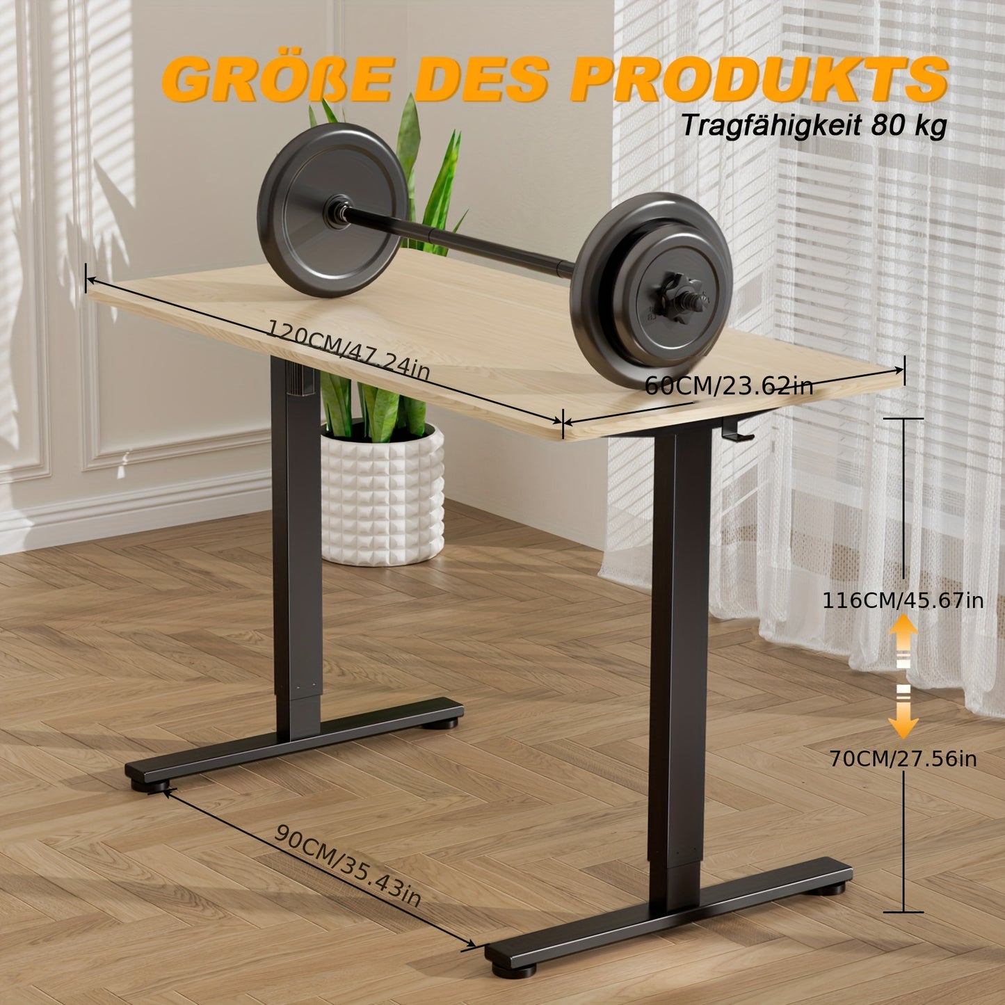 Elektrisch Zit Sta Bureau – Verstelbaar Bureau – Staand Bureau – Elektrisch Bureau – Computerbureau – 3-Snelheden Hoogteverstelling – Geluidloze Motor & Kabelmanagement – Wit/Lichtbruin Houtvezelpanelen