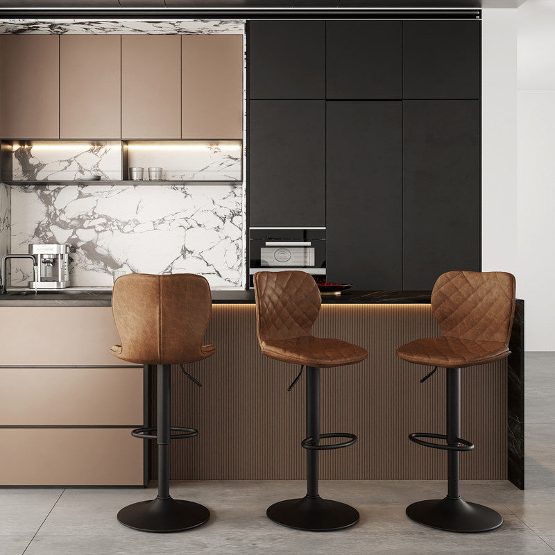 Goeurvant Modern 360° Swivel Bar Stool with Adjustable Height and Metal Base, PU Upholstery, Kitchen Stool, Kitchen Bar Stools, Kitchen Stools, Home Bar Furniture, Bar Seating, Metal Base Stool, Modern Bar Chair, Contemporar