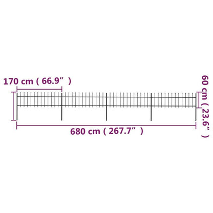 Tuinafscheiding – Metalen Schutting – Tuinscherm – Privacy Scherm – Tuinhek – Stalen Tuinafsluiting Zwart – 714,5 x 60 cm – Speerpunt Design – Weerbestendig & Robuust