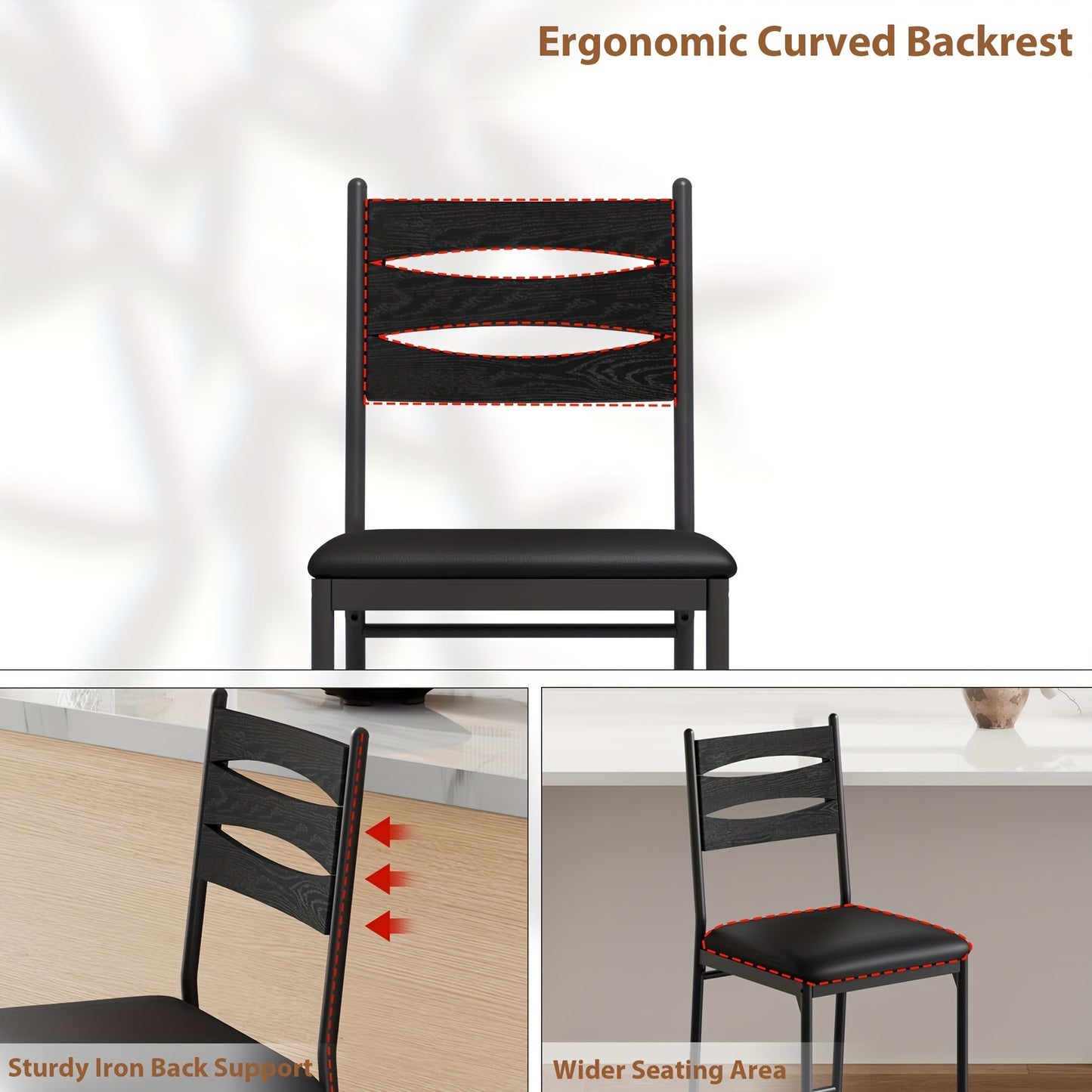 Barstoelen – Barkrukken – Keukenstoelen – Barstoelen Set – Zwarte Kunstleren Barstoelen – Set Van 2 – Counterhoogte – Met Rugleuning En Voetsteun