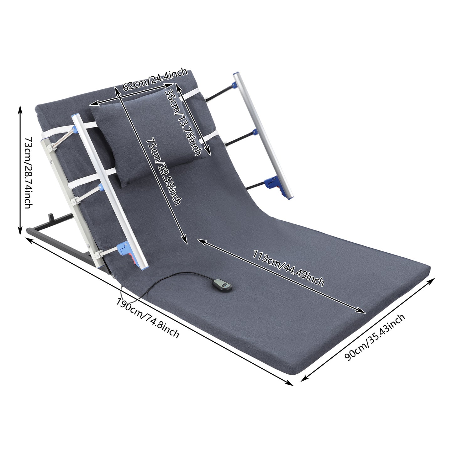 Power Lift Bed Backrest with Heavy-Duty Frame & Folding Armrests - Adjustable Bed Cots Suitable for,, Post-Surgery Care - / Use