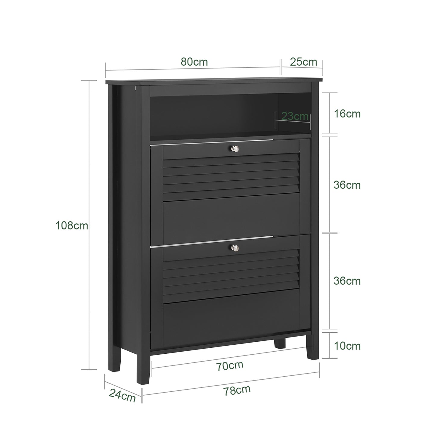 Schoenenkast – Schoenenopberger – Schoenenrek – Schoenenkomdeur – Schoenenmeubel – Compact 80x108x25 cm – Verstelbare Planken & Wandmontage