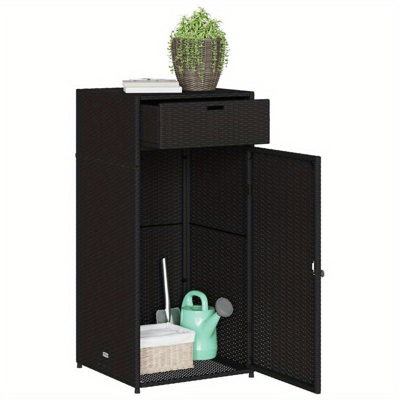 Tuinkast 55x55x111cm poly rattan zwart, Box,Cabinet,Rack for Storage, Garage Organization, Porch Storage, Sleek Storage Solution, Spacesaving Rack, Durable Plastic, Sturdy Construction, Utility Rack, Multipurpose Container, D