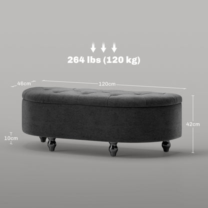 Opbergbank – Zitbank – Opbergkist – Halbank – Opbergbox – Fluweel Bekleed – Rubberen Houten Poten – 120x46x42 cm – Duurzaam en Comfortabel