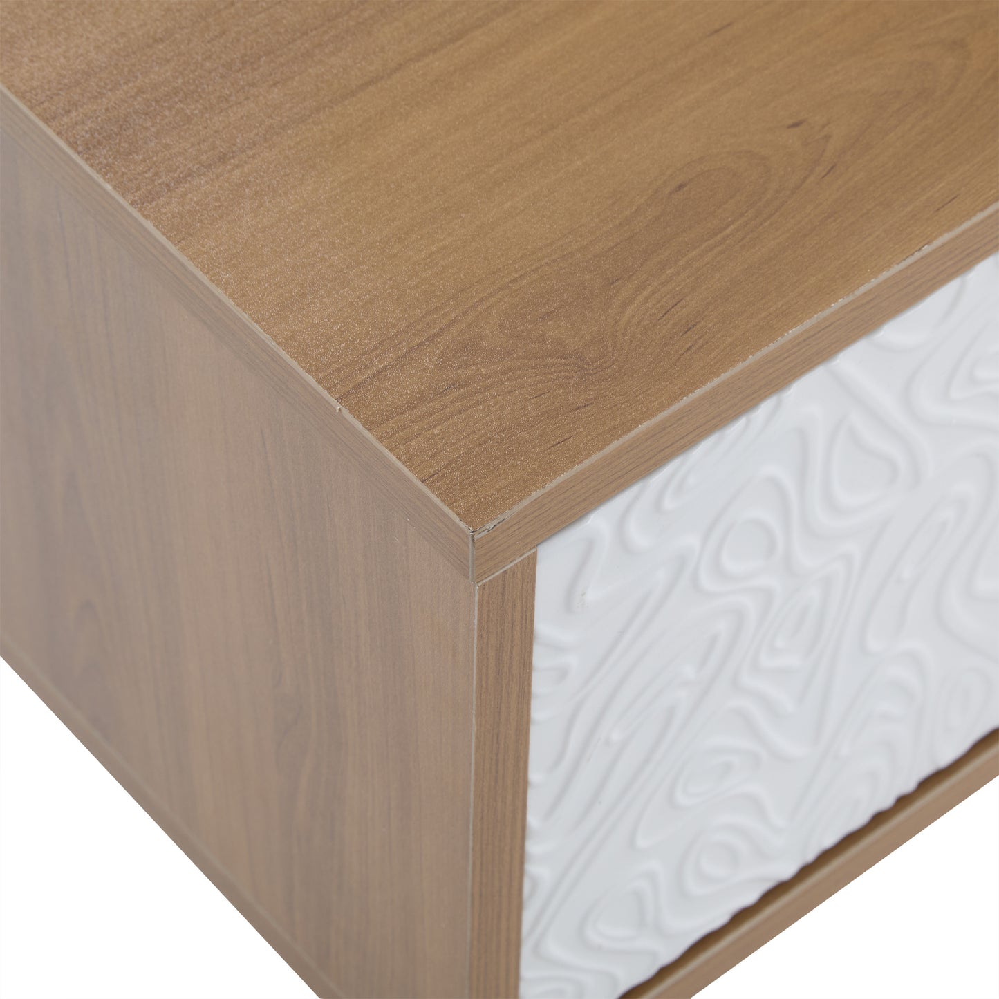 TV Meubel – TV Kast – TV Dressoir – Lowboard – TV Meubelen – Scandinavisch Design – 150x35x39 CM – Lichte Houtstructuur Met Witte Fronten