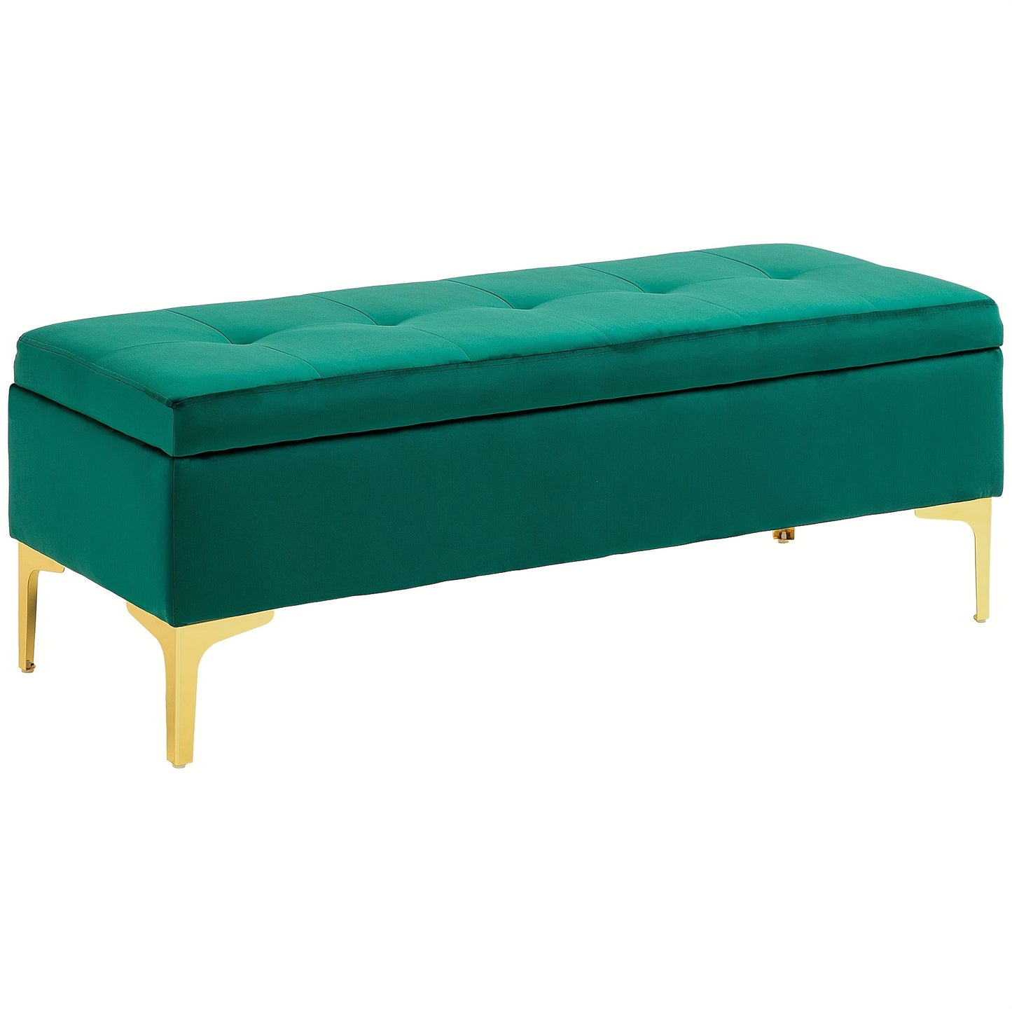 Poef – Zitzak – Voetenbankje – Kruk – Bankje – Opbergruimte – Fluwelen Bekleding – 120x44x44,5 cm – Metalen Poten – Groen