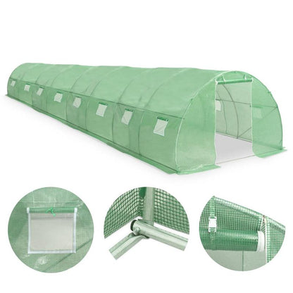 Large 36m² Metal Frame Greenhouse with Arched Panels - Heavy-Duty All-Weather Tunnel for /Outdoor Use, 1200x300x200cm Plant Growing Suitable for,, Commercial Farming