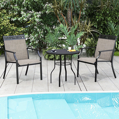 Tuinstoelen – Loungestoelen – Tuinstoel Set – Terrasstoelen – Balkonstoelen – Weerbestendig Textiel – Metalen Frame – Hoge Rugleuning – Comfortabele Armleuningen