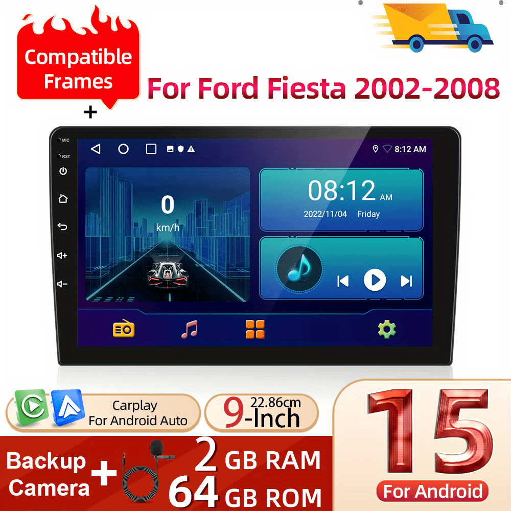 Android 15 Autoradio – Multimedia Speler – Navigatiesysteem – Touchscreen Radio – CarPlay Android Auto – 9 Inch Scherm – 4GB RAM 64GB Opslag – Achteruitrijcamera Met Microfoon