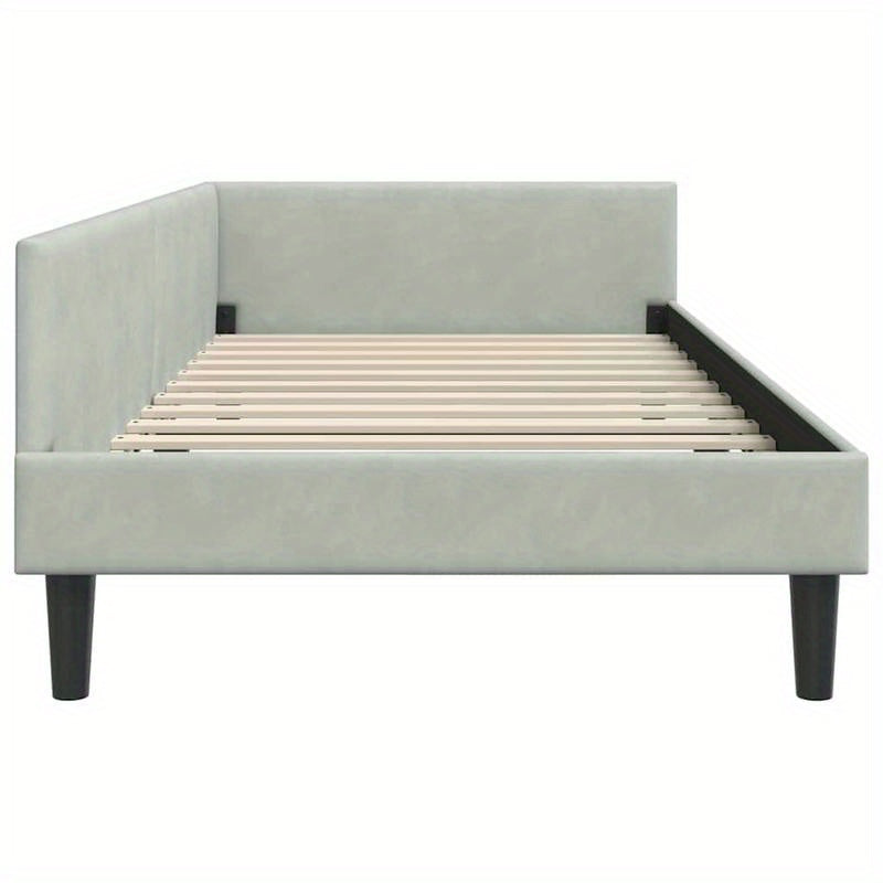 Bedbank – Slaapbank – Sofa Bed – Futon – Zitzak – Lichtgrijs – Uitschuifbaar – 100x200 cm – Gehard Houten Frame – Metalen Versterking