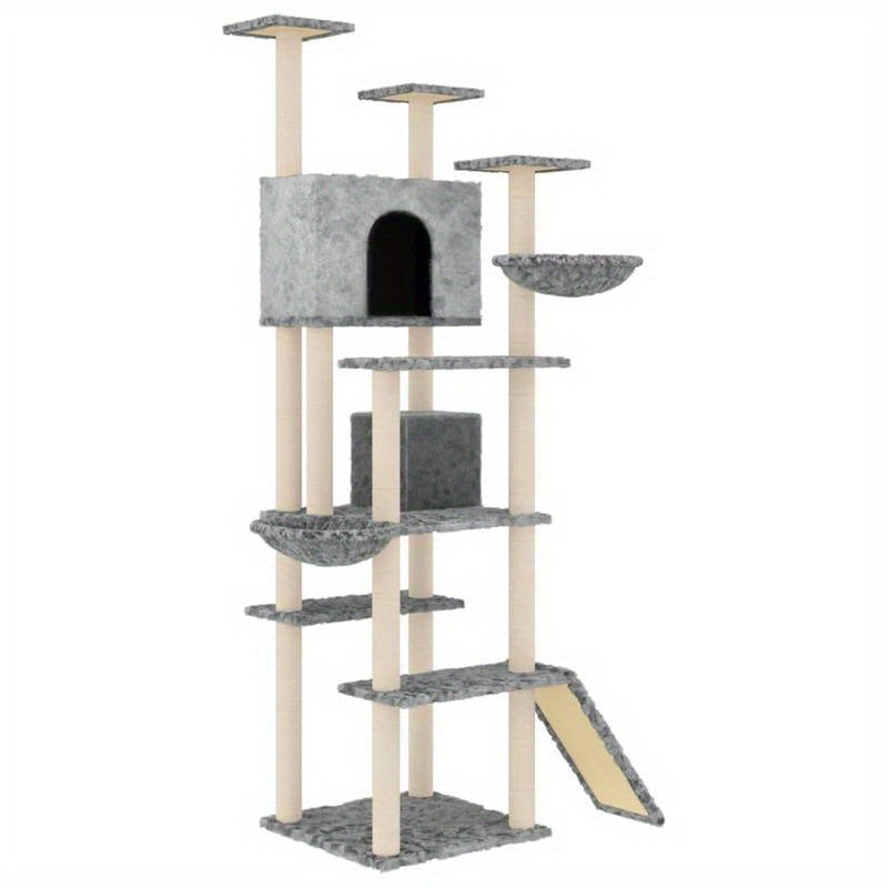 Light Gray Sisal Scratching Post Cat Furniture, 191cm Hardwood Construction, Kattenmeubel