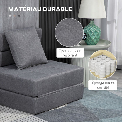 Sofa Bed – Slaapbank – Bedbank – Slaapstoel – Convertible Fauteuil – Grijs Stof – Removable Kussen – Comfortabel & Praktisch