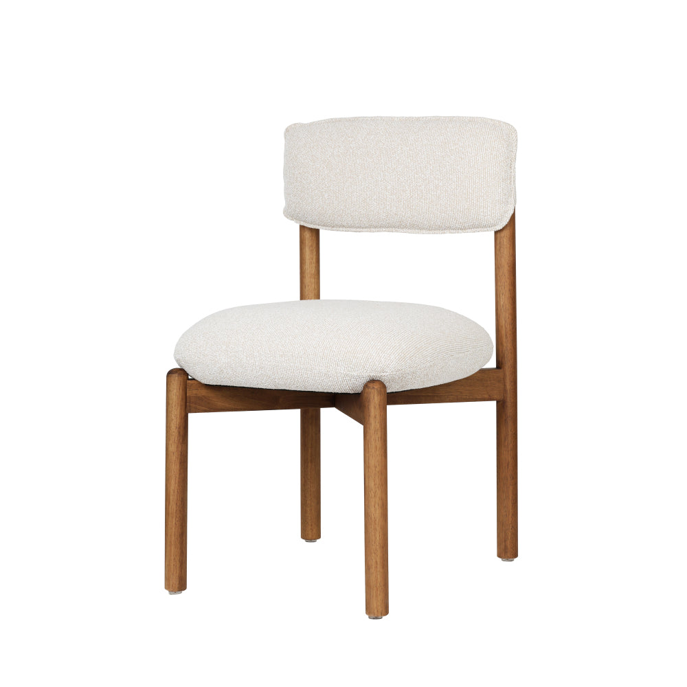 Eetkamerstoel – Stoel – Dining Chair – Zitstoel – Essentiële Stoel – Walnoot En Beige – Compact Ontwerp – Comfortabele Gestoffeerde Zitting