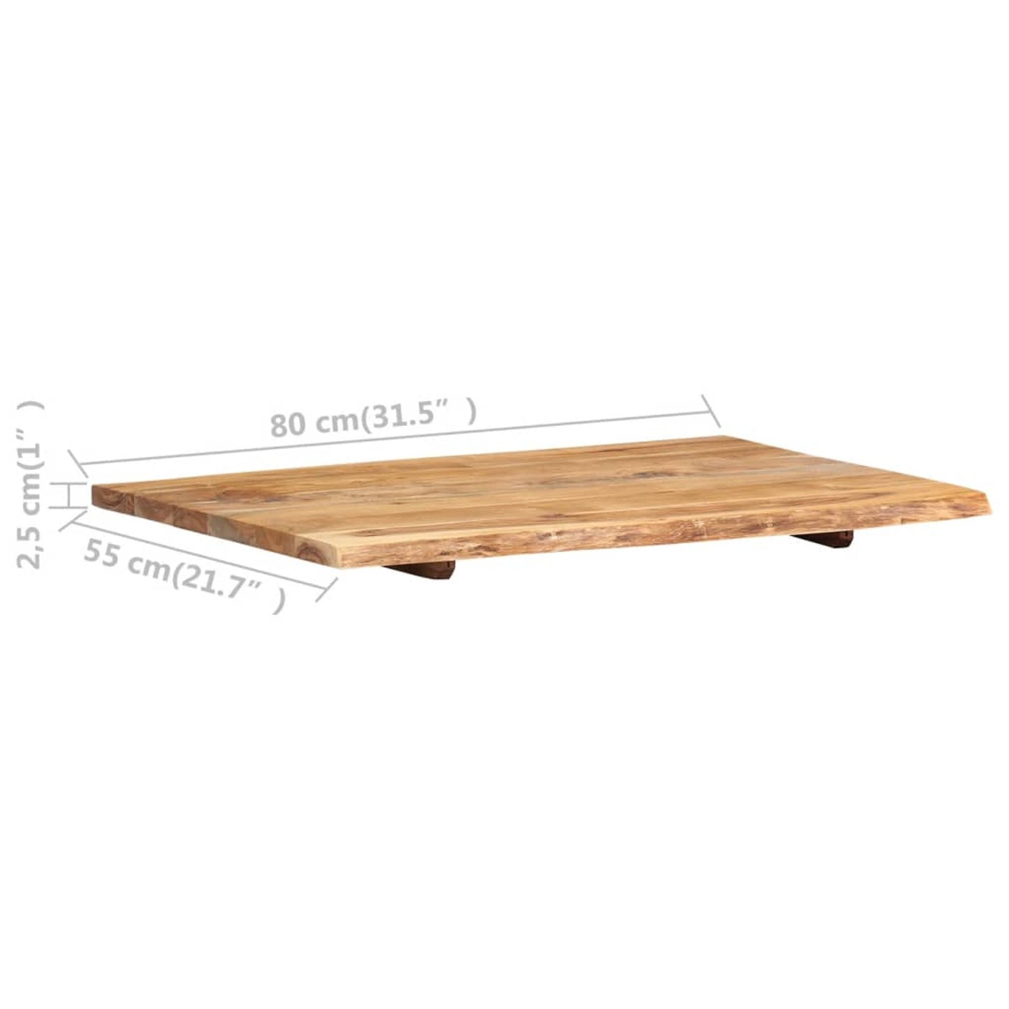 Badkamerblad – Wastafelblad – Wasbakblad – Badkamermeubelblad – Houten Blad – Solide Acaciahout – 80x52x2,5 cm – Duurzaam & Waterbestendig