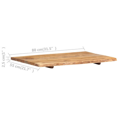 Badkamerblad – Wastafelblad – Wasbakblad – Badkamermeubelblad – Houten Blad – Solide Acaciahout – 80x52x2,5 cm – Duurzaam & Waterbestendig