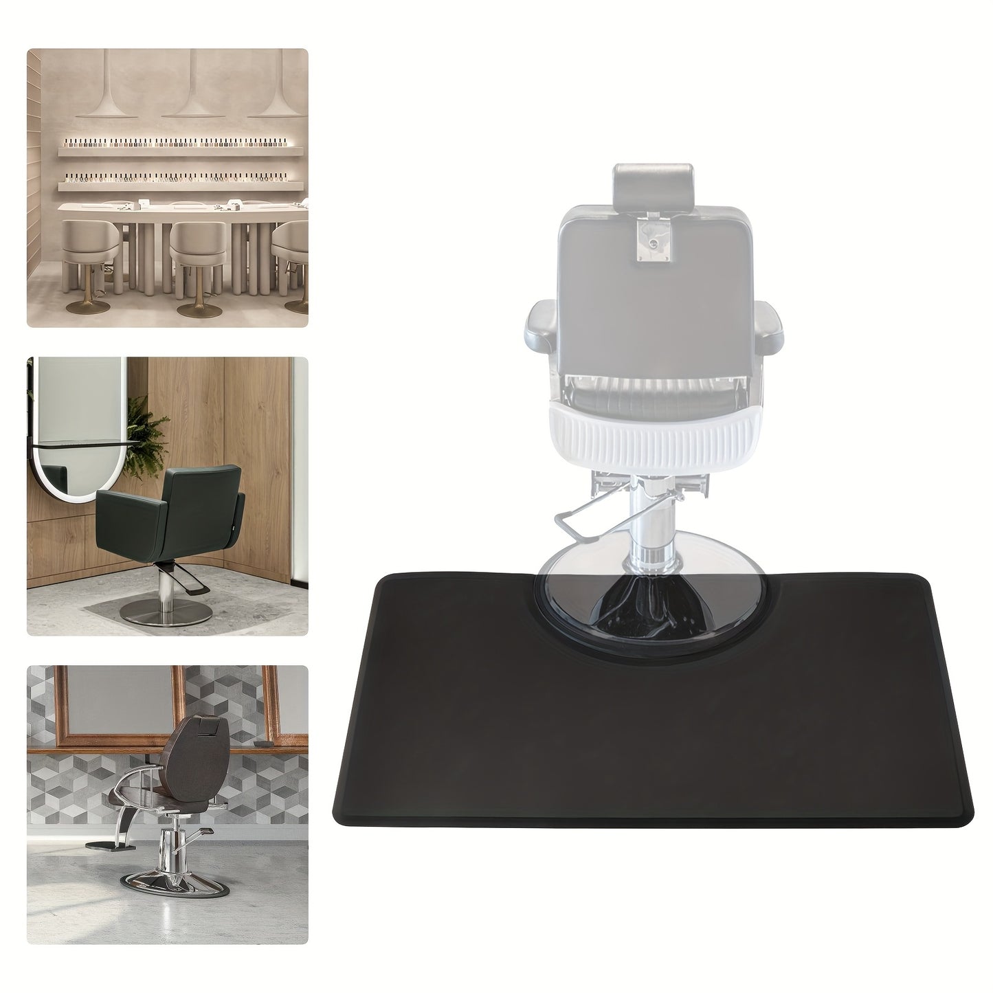 Salon Vloermat – Beauty Mat – Stoelmat – Barber Mat – Haarstylist Mat – Zwart PU+PVC – Extra Dik 18mm – Antislip Veiligheidsrand