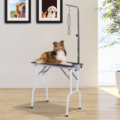 Trimsalon Tafel – Opvouwbare Verzorgingstafel – Grooming Table – Honden Tafel – Katten Tafel – Zwart – Stevige Metalen Constructie – Anti-slip Rubber Toplaag – 81 x 48,5 x 80 cm