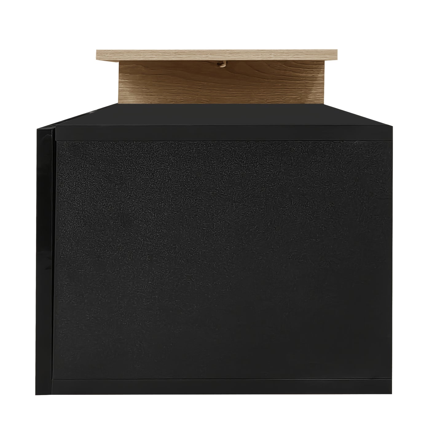Modern Metal TV Stand with Glass Shelves & High-Gloss Black Finish - Contemporary Media Console with Spacious Storage, Minimalist Design for Living Room, Durable Metal Construction, Easy Assembly (No Tools Required), Space-Sa