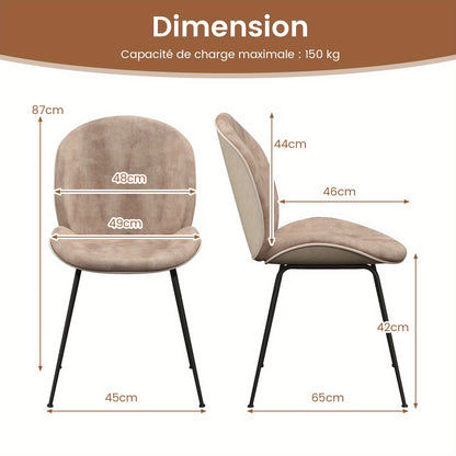 Eetkamerstoelen – Keukenstoelen – Stoelen Set – Fluwelen Stoelen – Bureaustoelen – Koffiebruin – Luxe Zacht Fluweel – Stabiel Metalen Frame