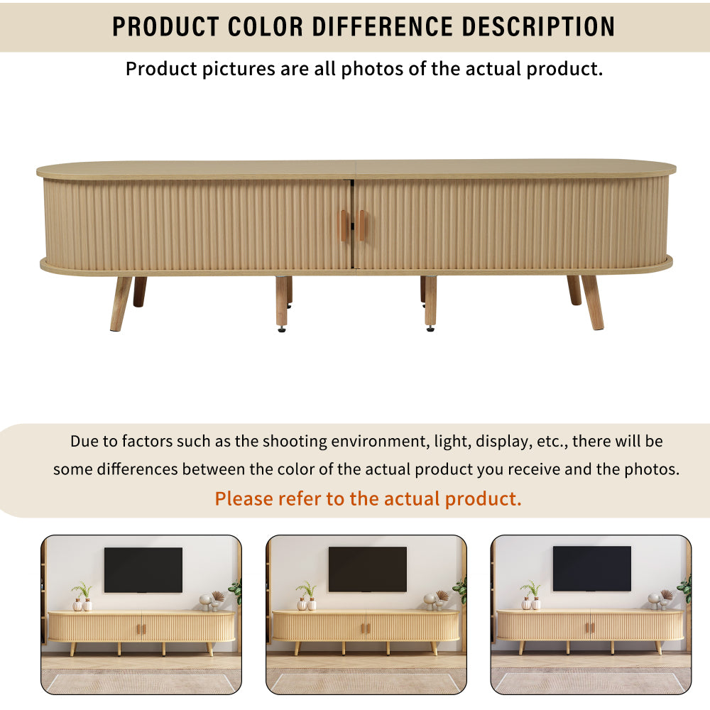 Living room television cabinet featuring a circular tabletop design with two drawers, each capable of bearing up to 30 kilograms. Minimalist contemporary style. Dimensions: 175 x 40 x 42 centimetres.,  Media Console, Sleek St