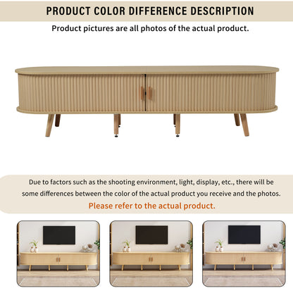 Living room television cabinet featuring a circular tabletop design with two drawers, each capable of bearing up to 30 kilograms. Minimalist contemporary style. Dimensions: 175 x 40 x 42 centimetres.,  Media Console, Sleek St