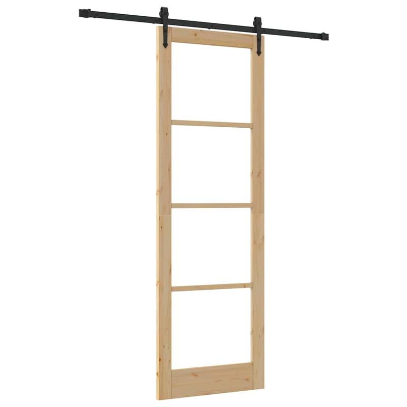 Schuifdeur – Schuifpaneel – Deurpaneel – Raumdeursysteem – Kastenwanddeur – Bruin Houten Paneel – Metaal Frame – 78x232 cm – Ruimtebesparend Design – Geruisloos Railsysteem
