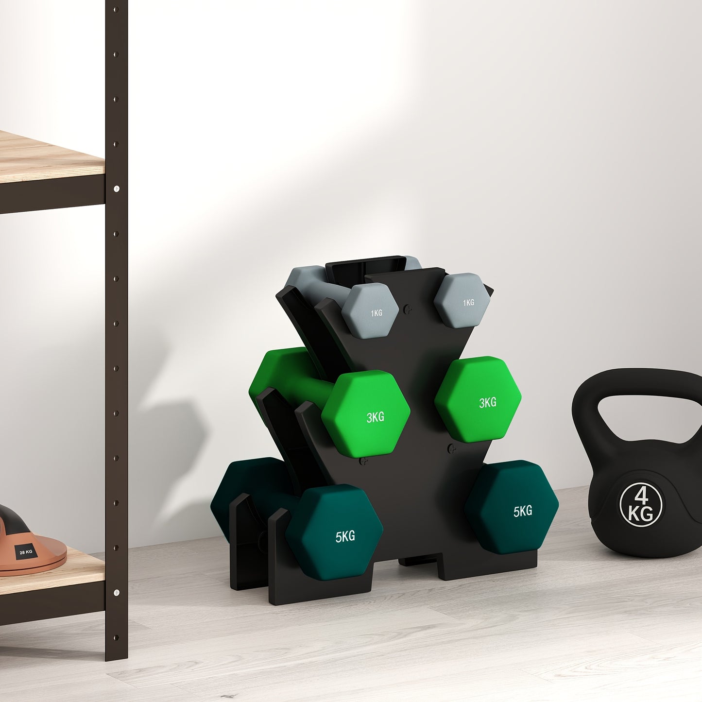 Halterset – Dumbbellset – Dumbbells – Gewichten – Fitnessset – 6-delig – Stevige Metalen Constructie – Inclusief Opbergrek
