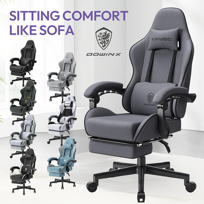 Ergonomische Gamingstoel – Bureaustoel – Office Chair – Computergame Stoel – Zithoekstoel – Met Pocketvering – Lendensteun – Handmatig Verstelbare Rugleuning – Metaalframe – Grijs
