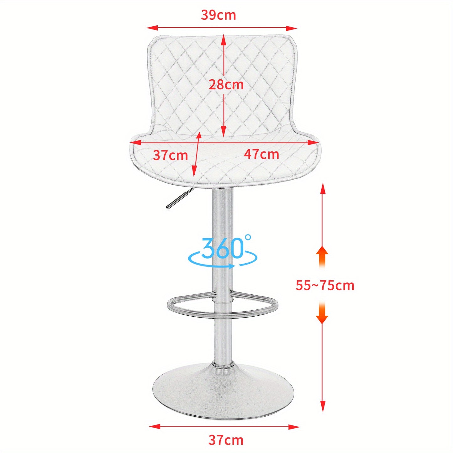Barstoel – Barkruk – Barstoel Kruk – Barstoelen – Barkrukken Set – Verstelbare Hoogte 83-103 cm – Lichtgrijs PU Kunstleer – Zwart Metalen Frame – Stevig & Ruimtebesparend Design