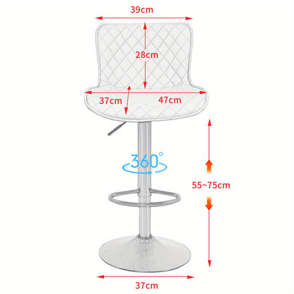 Barstoel – Barkruk – Barstoel Kruk – Barstoelen – Barkrukken Set – Verstelbare Hoogte 83-103 cm – Lichtgrijs PU Kunstleer – Zwart Metalen Frame – Stevig & Ruimtebesparend Design