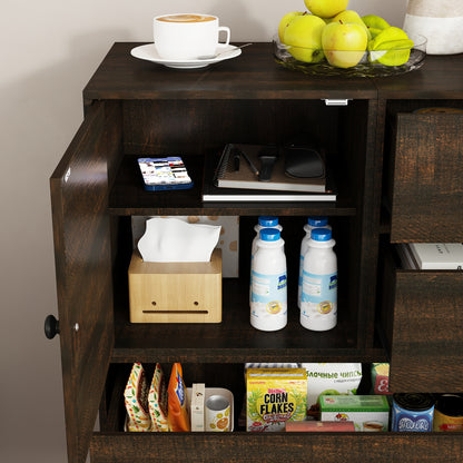 Ladekast – Ladenkast – Opbergkast – Dressoir – Commode – 6 Lades & 1 Deur – MDF Houtnerf – Compact Design 100x40x98 cm