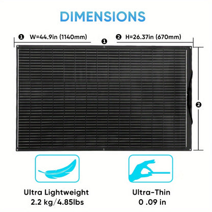 Flexibele Zonnepanelenkit – Buigzame Zonnepanelen – Lichtgewicht Zonnepanelen – Mobiele Zonnepanelen – 300W Output – Monokristallijn Silicium