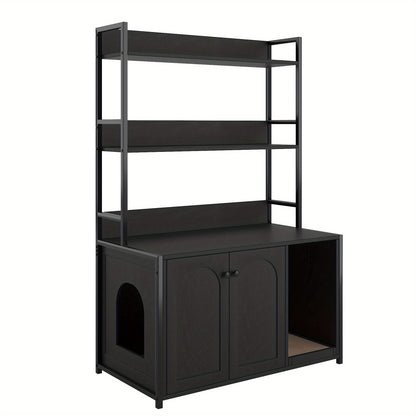 Kattenbakmeubel – Kattenbak Kast – Kattenhuis – Kattenbakkast – Kattenbak Ombouw – Wit Houten Meubel – Ruim Met Ventilatiesysteem – Compact En Makkelijk Schoon Te Maken