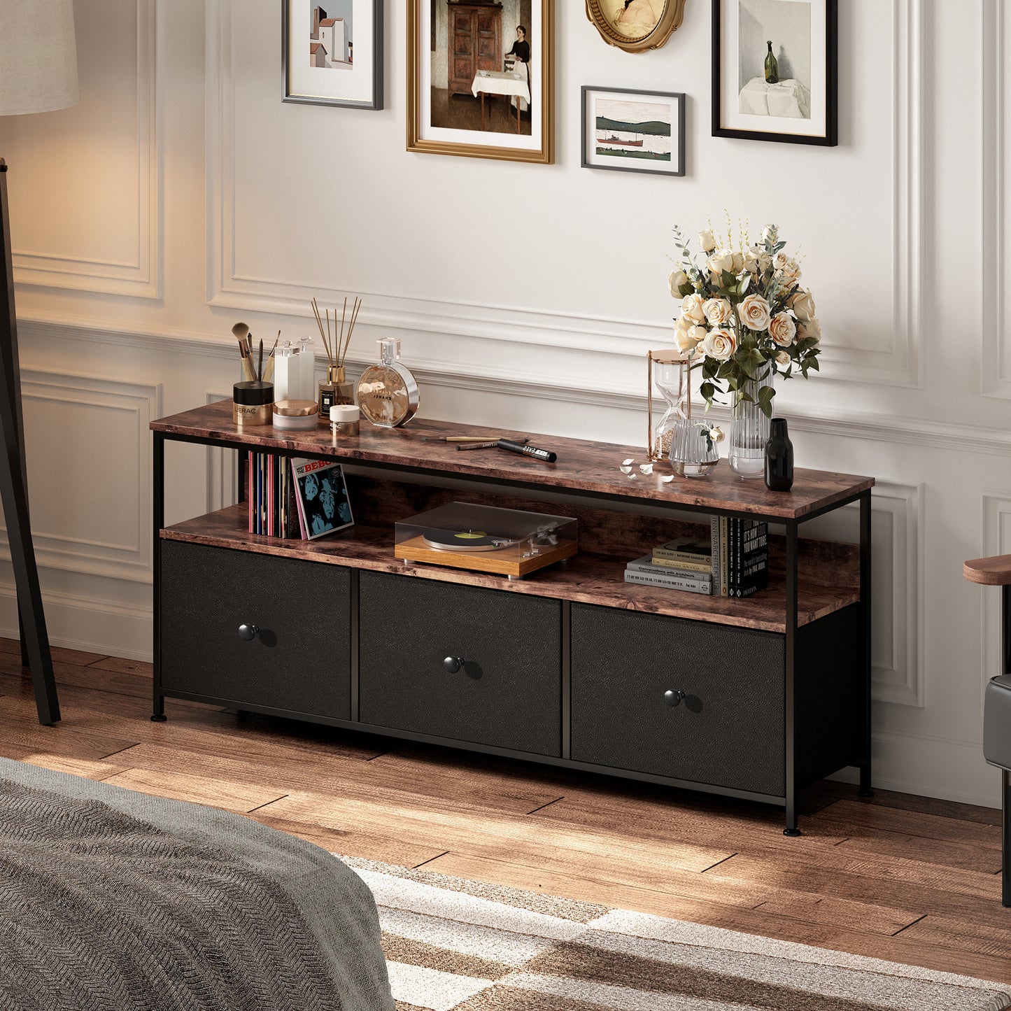 Retro Tv Meubel – Tv Kast – Entertainment Meubel – Wandmeubel – Tv Dressoir – Geschikt Voor Televisies Tot 50 Inch – Mid-Century Modern Design – Rustiek Bruin Hout