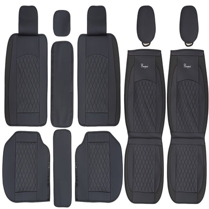 Autostoelhoezen 5-Zits – Stoelhoezen Auto – Autostoelbekleding – Auto Interieur Bescherming – PU Leer – Universele Pasvorm – Comfortabel Sponsmateriaal – Waterbestendig