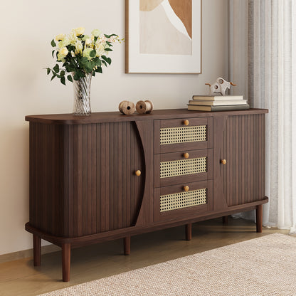 Dressoir – Sideboard – Opbergkast – Ladekast – Kast – Hardhout en Rotan – Schuifdeuren en Lades