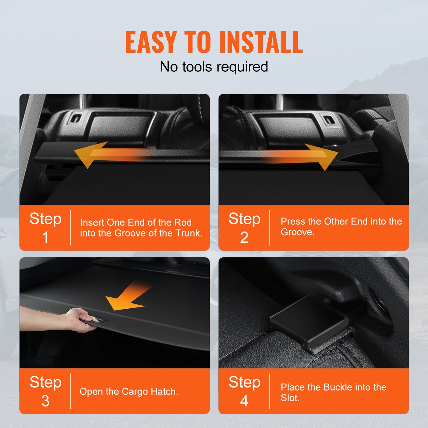 Bagageafdekking Uitschuifbaar Kofferbak Afdekhoes Cargo Cover Laadruimte Organizer – Nylon PVC Aluminium – Perfecte Passvorm – Snelle Montage Zonder Gereedschap