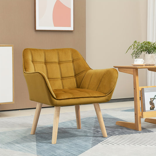Chaise Longue – Recamiere – Loungebank – Ligbed – Relaxstoel – Scandinavisch Design – Gele Velvet Polyester – Verhoogde Metalen Poten – 67x61,5x71 cm