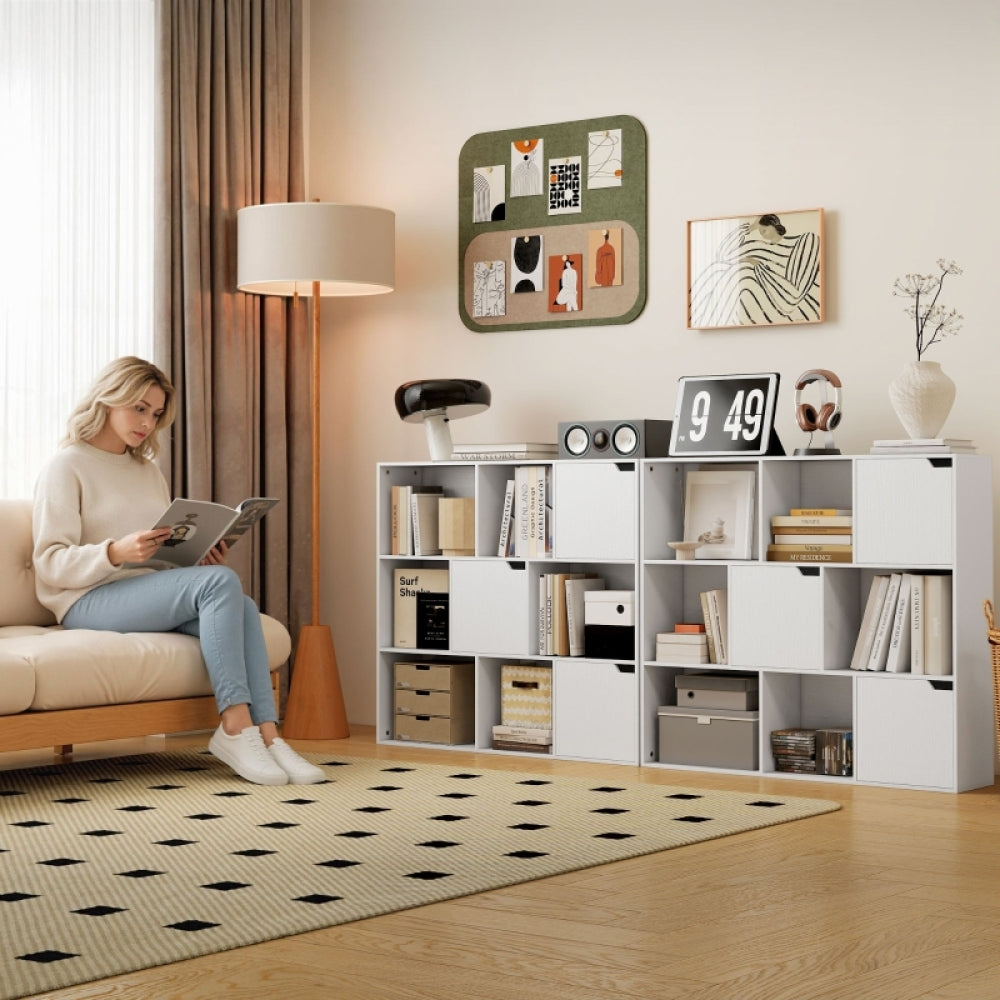 Boekenkast – Boekrek – Opbergkast – Wandkast – Vakkenkast – 9 Compartimenten – Metalen Frame – Direct Gebruiksklaar – Wit Design