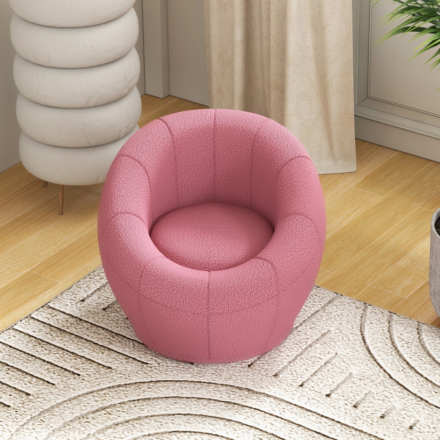 Mini Modern Armchair in Plush with Thick Padding, 60X56X48Cm, Pink