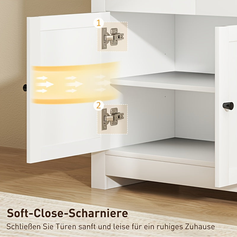 Bamboekast – Opbergkast – Kast – Ladenkast – Opbergmeubel – Wit – Verstelbare Planken – Soft-Close Deuren – 79x35x80 cm