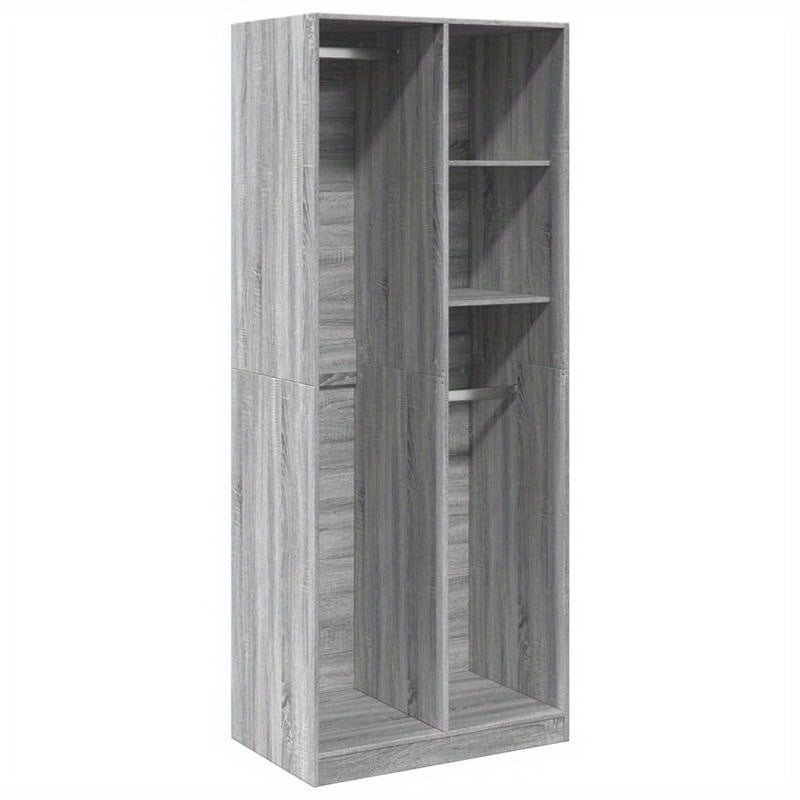 Kledingkast – Garderobekast – Opbergkast – Dressoirkast – Kast – Grijs Sonoma Eiken – Behandeld Hout – Compact en Ruim 80x50x200 cm