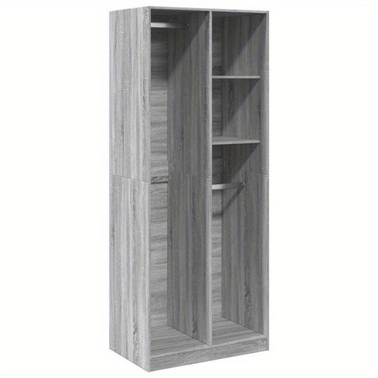 Kledingkast – Garderobekast – Opbergkast – Dressoirkast – Kast – Grijs Sonoma Eiken – Behandeld Hout – Compact en Ruim 80x50x200 cm