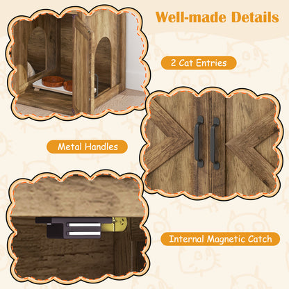 Kattenbak Cabine – Kattenbak Ombouw – Verstopte Kattenbak – Kattenbak Kast – Kattenhuisje – Houten Eikenhoutlook – Ventilatie Voor Frisheid – Praktisch Werkblad