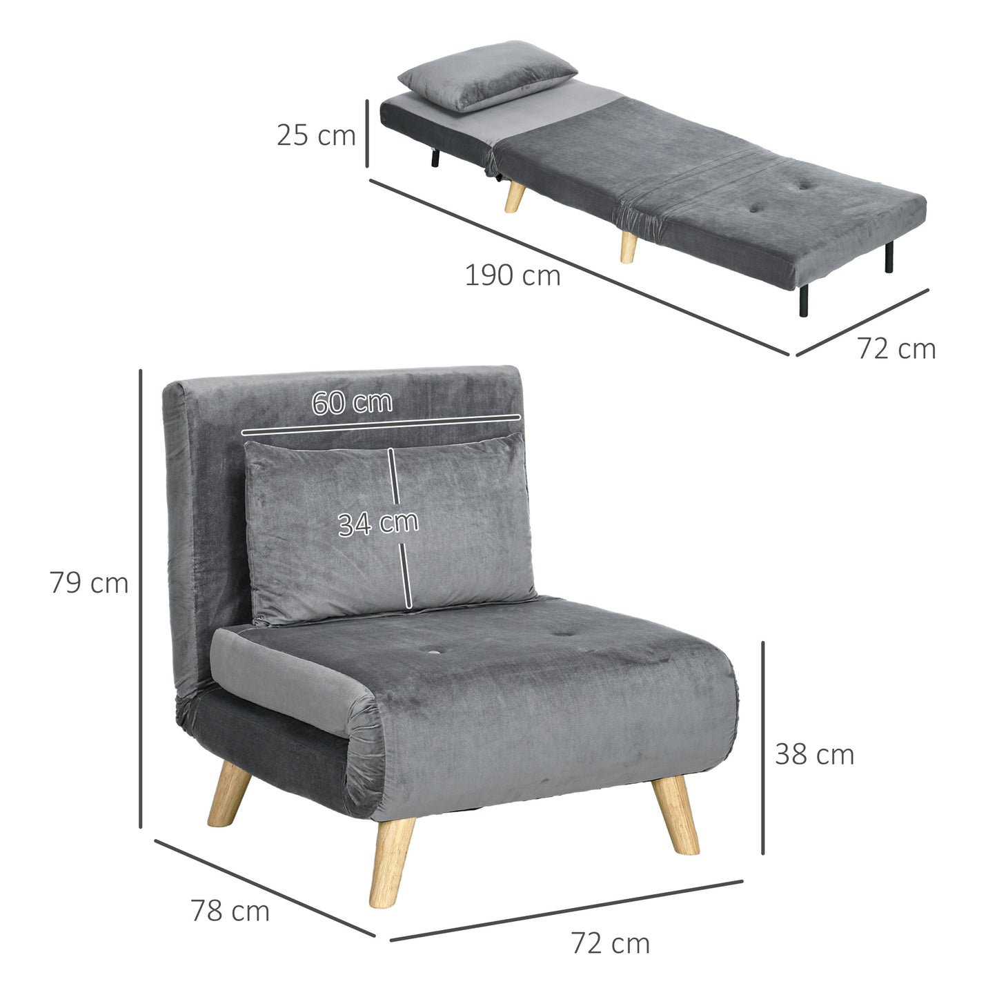 Relaxfauteuil – Verstelbare Fauteuil – Relaxstoel – Loungestoel – Grijze Stoel – Zachte Bekleding – Zonder Elektriciteit Met Afstandsbediening